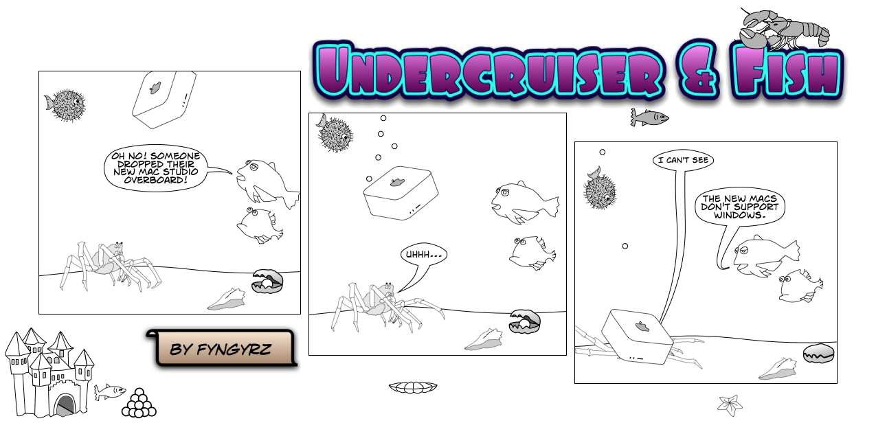 This is an image containing comic strip, a visual joke. Sorry.